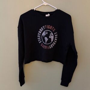 Bella+Canvas Fighter Cropped Fleece Crew Black Sweatshirt Small
